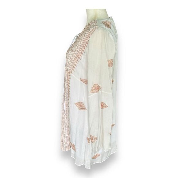 Lulus Celebration of Self Ivory Embroidered Lace-Up Shift Dress Boho Size Medium - Picture 3 of 13